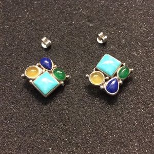Sterling silver, turquoise, lapis & other stones